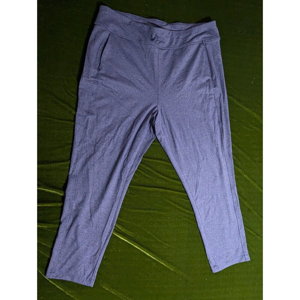 T by Talbots XL Legging Pants Navy Blue Heather Knit Side Zip Pockets Elastic